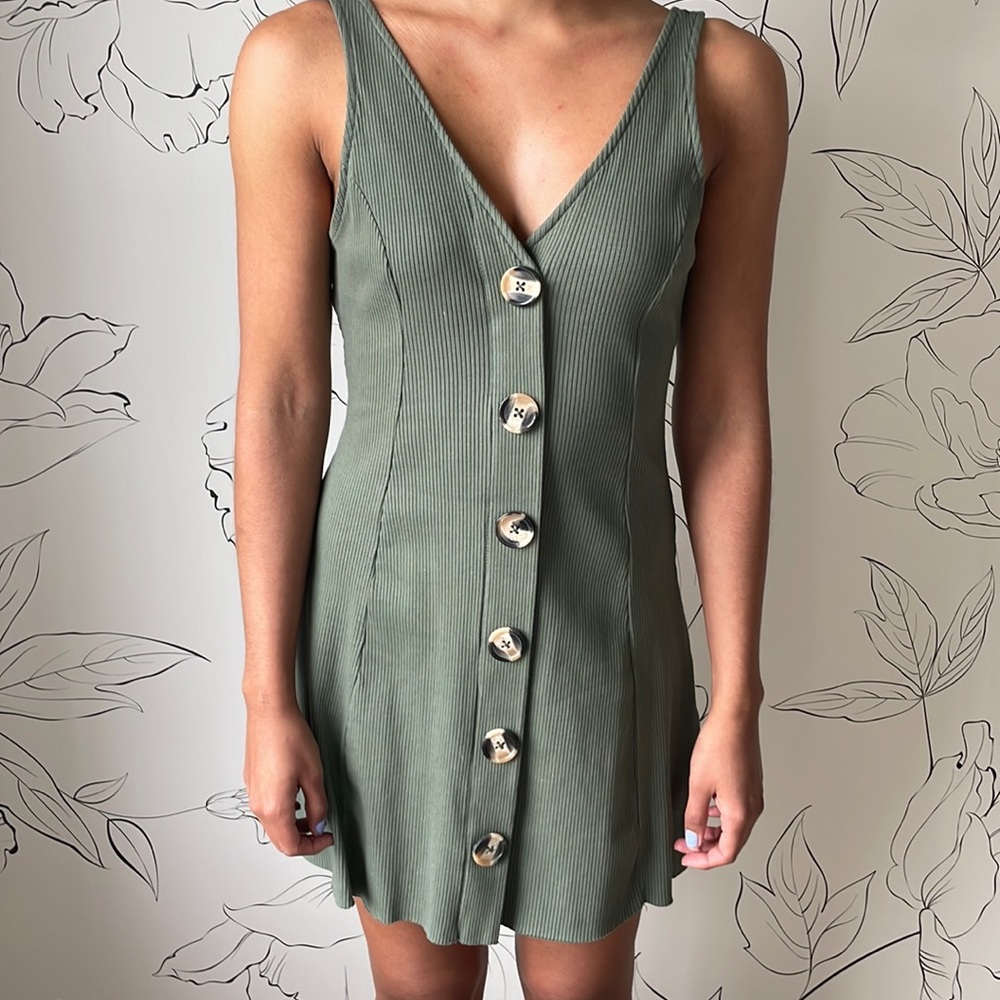 Ribbed button front dress